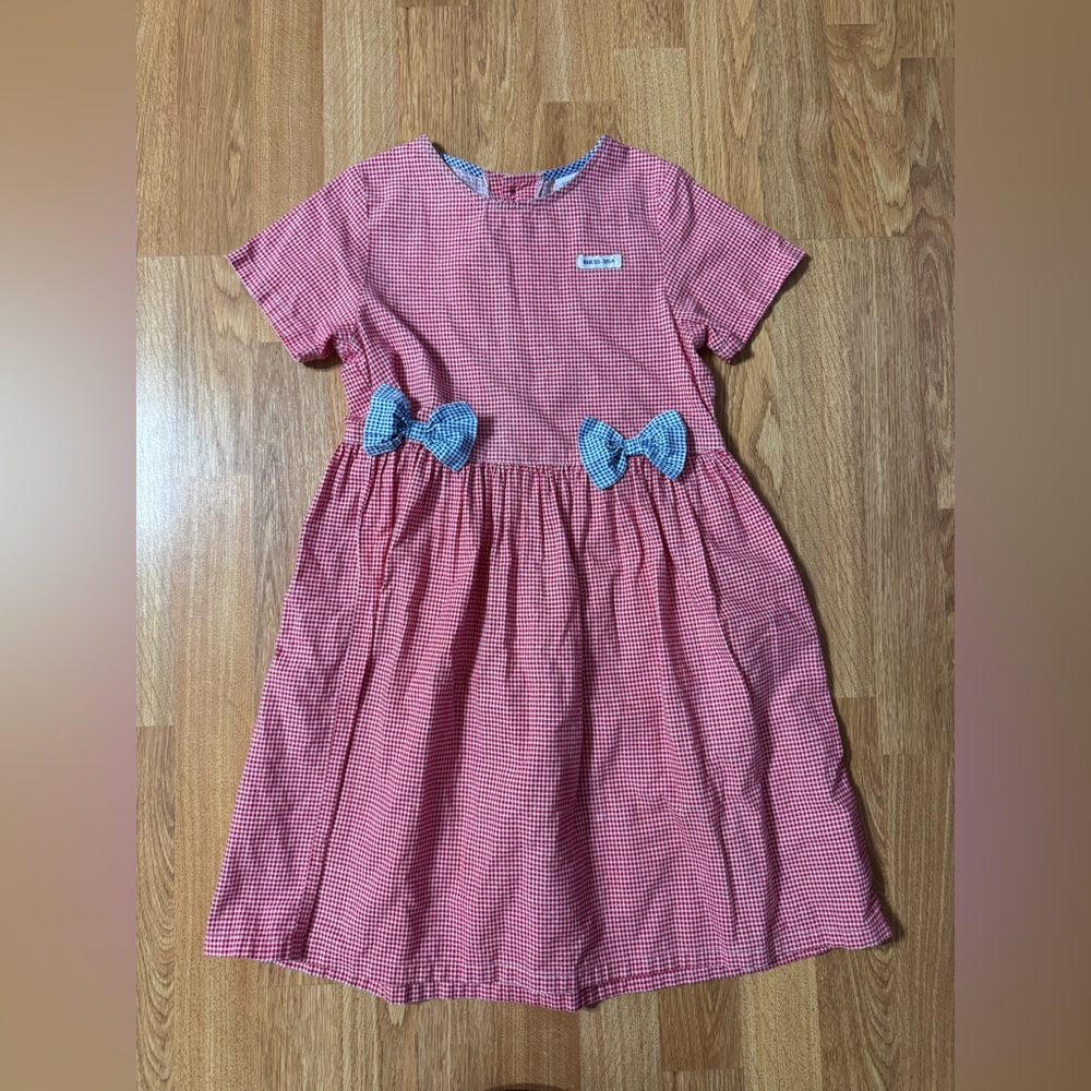 Vintage Guess Red Gingham Print Dress With Bows Size 5T USA Made Guess USA Rare